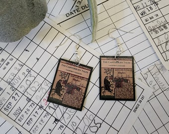 Canterbury Tales Book Earrings | Chaucer, Medieval Literature, Miniature Book, Book Lover, Reader, Writer, Librarian, Professor, Gift