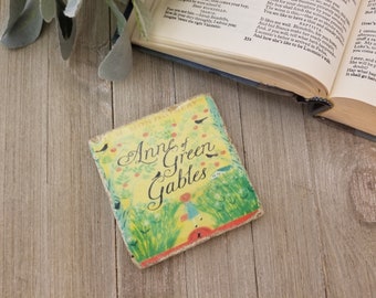 Anne Of Green Gables Book Coaster | Canada Decor, Childrens Literature, Book Lover, Bookworm, Reading, Librarian, Teacher, Wedding, Gift