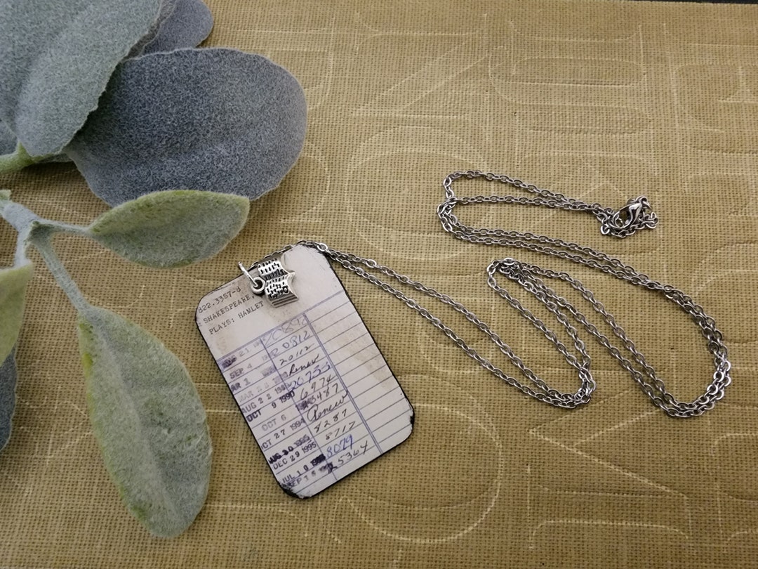 Shakespeare Library Card Shakespeare's Hamlet Library Card Book Necklace | Gift for Book Lover ...