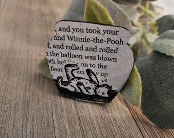 Winnie the Pooh Brooch | honey pot bear pin covered with children's book pages