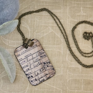 Alice in Wonderland Library Card Book Necklace | Reading, Reader, Writer, Teacher, Librarian, Book Lover, Bookworm, Literary, Wedding, Gift