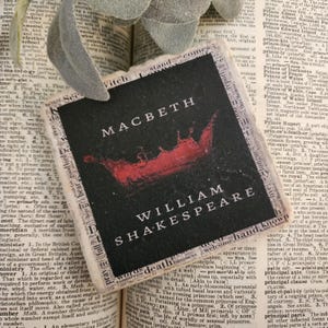 Macbeth Shakespeare Coaster | scottish play literary decor, gift for bookworm, reader, librarian, professor, teacher, housewarming present