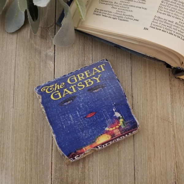 The Great Gatsby Book Coaster | F Scott Fitzgerald, American Literature, Book Lover, Librarian, Professor, Reader, Writer, Graduation, Gift