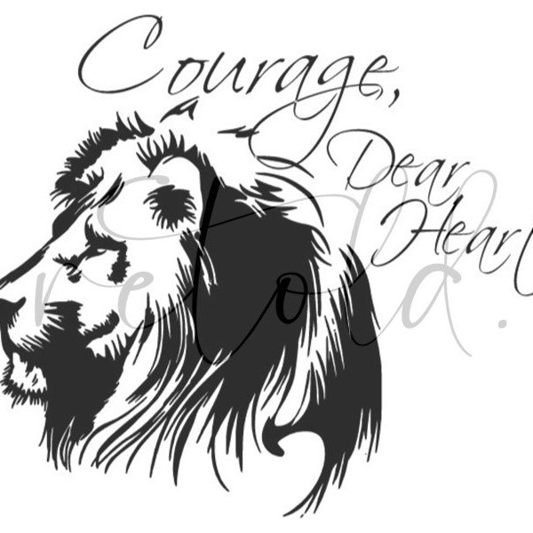 Courage Dear Heart Digital Download | narnia, aslan, lion, book themed design, reading, book lover, tshirt, stickers, tote, instant download