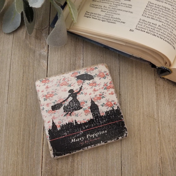 Mary Poppins Book Coaster | Children's Literature, Book Lover, Reader, Writer, Literary, Librarian, Teacher, Housewarming, Wedding, Gift