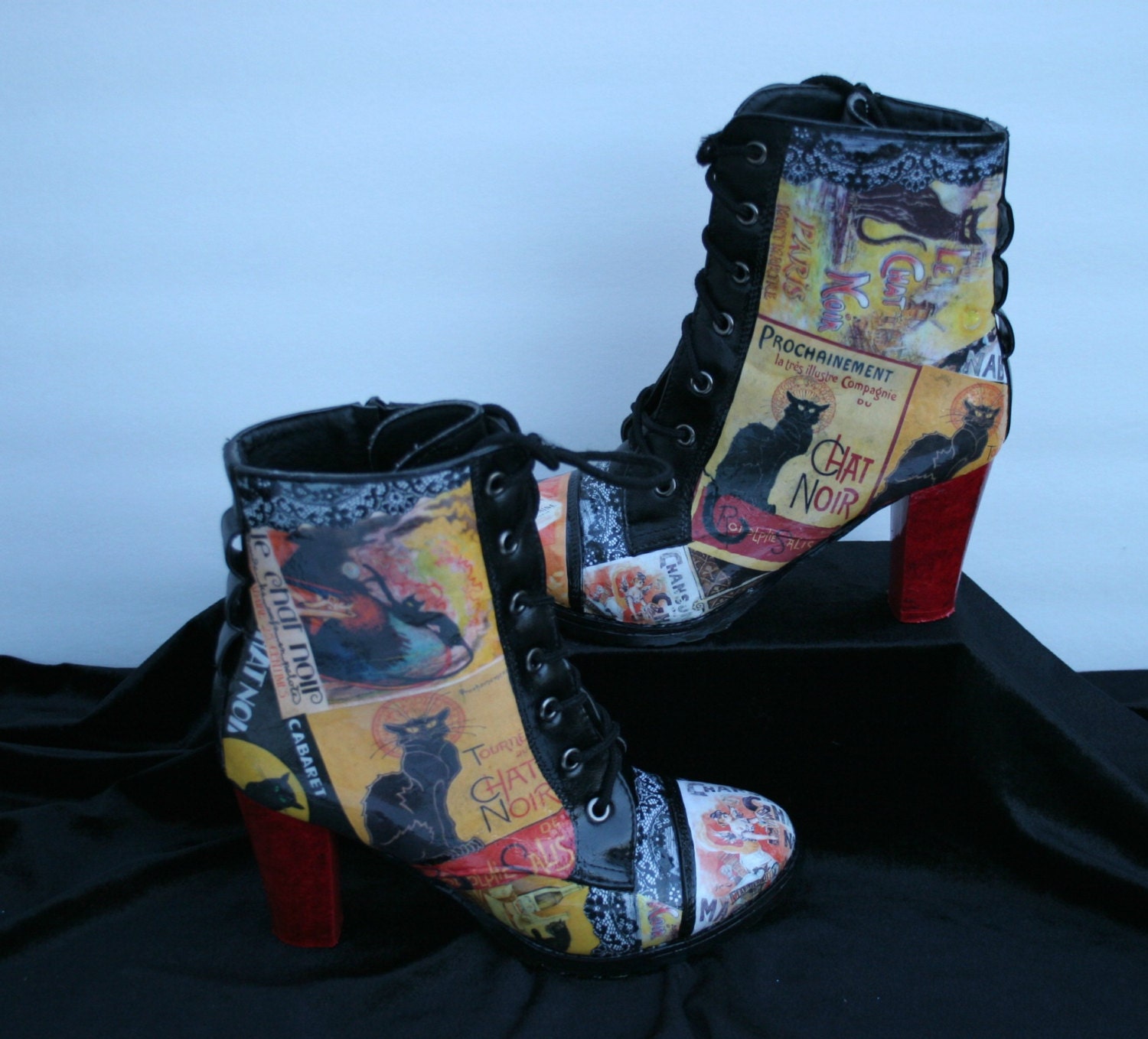 Le Chat Noir Boots Le Chat Noir Shoes Black Cat Shoes Art Le Chat Noir Boots Le Chat Noir Shoes Black Cat Shoes Art