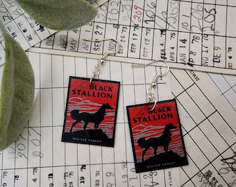 The Black Stallion Book Earrings | Horse Girl, Book Lover, Bookworm, Miniature Book, Reader, Reading, Librarian, Teacher, Bridesmaid, Gift