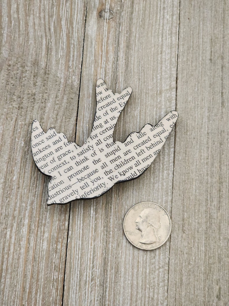 To Kill A Mockingbird Brooch bird pin covered in classic literature book pages image 3