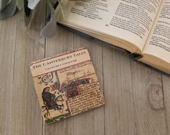The Canterbury Tales Book Coaster | Chaucer, Medieval Literature, Reader, Writer, Book Lover, English Major, Professor, Graduation, Gift