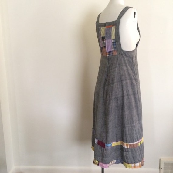 70s Madras cotton dress jumper patchwork vintage p