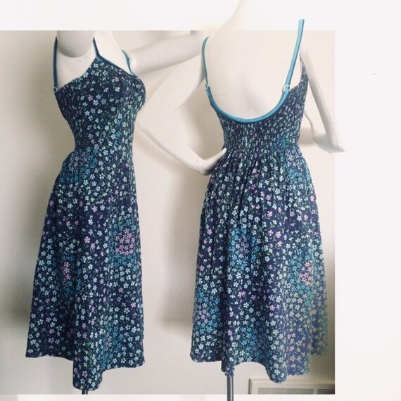 Vintage DeWeese Dress Bra Top Phlox Floral Blue M