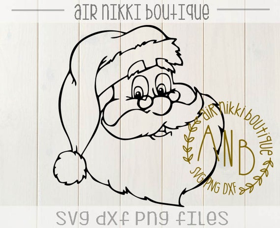 Santa Head Outline Svg Png Dxf Files Instant Download Etsy
