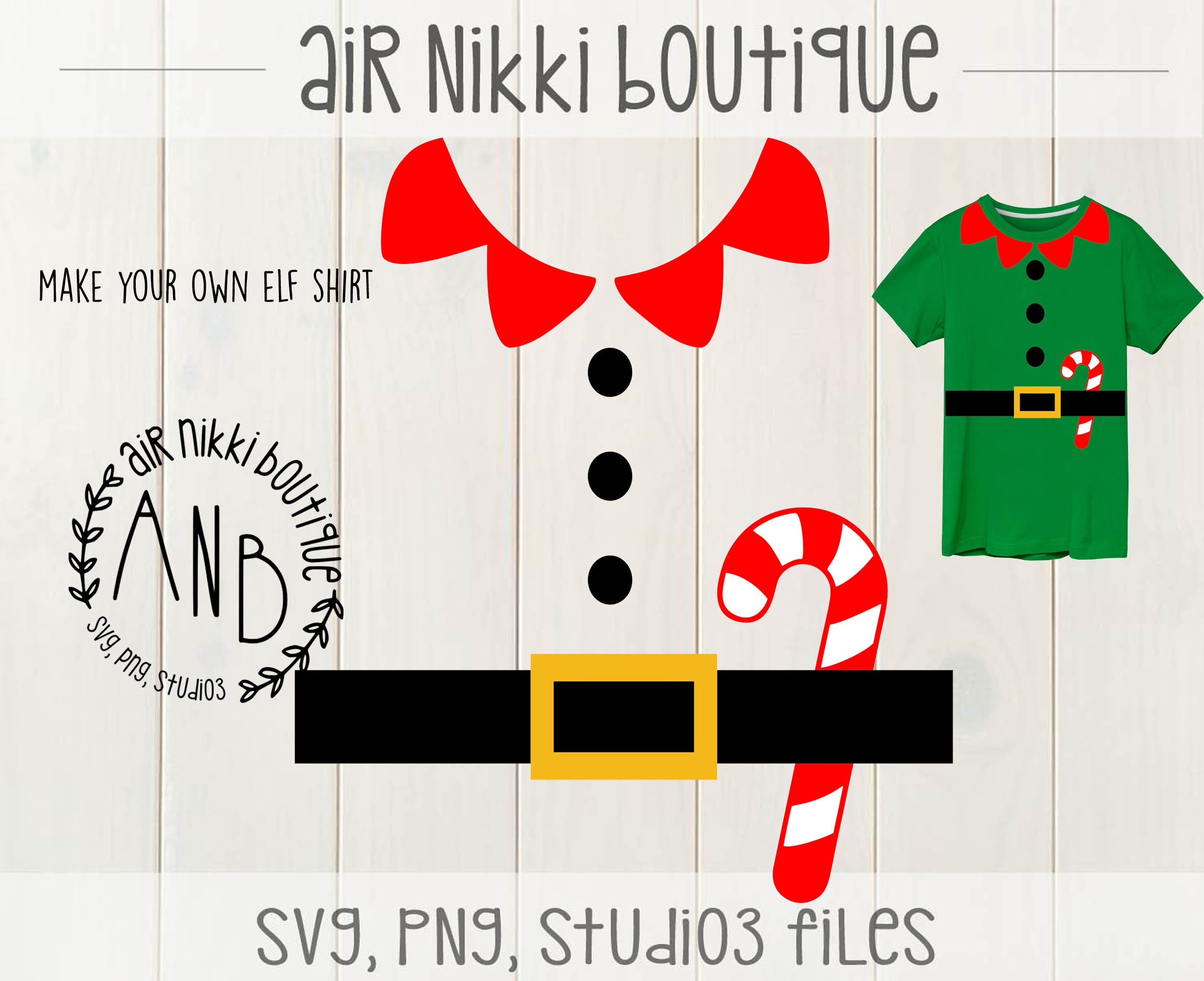 Elf shirt maak je eigen spelen kerstfeest shirt dress up SVG PNG Studio 3 DXF bestanden gespiegelde png instant download ontwerpruimte