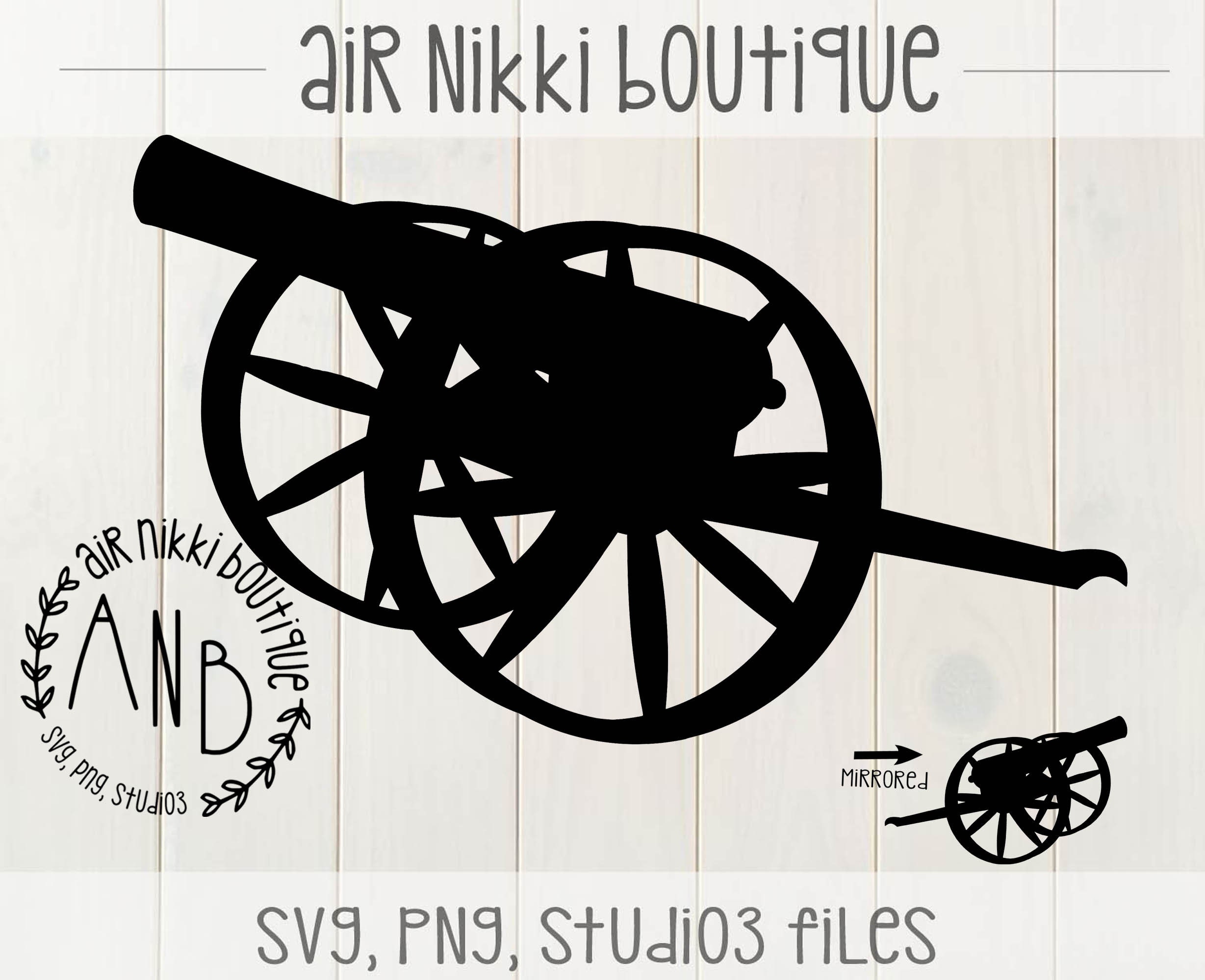 Cannon SVG, PNG, DXF, Studio 3, Mirrored png files, instant download