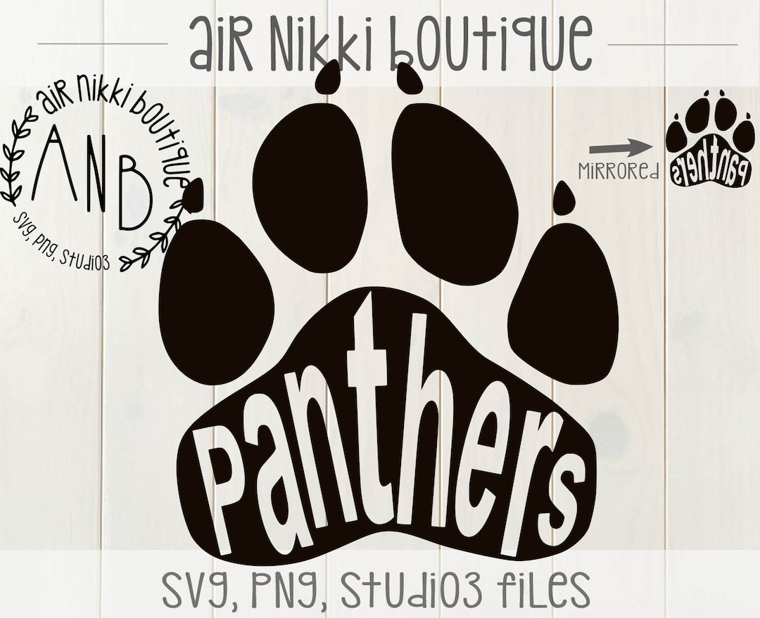 Panthers Paw Print SVG, PNG, DXF, Studio3, Mirrored Png Files