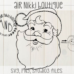 Santa head outline, Jolly, SVG, PNG, DXF, Studio 3 files, instant download