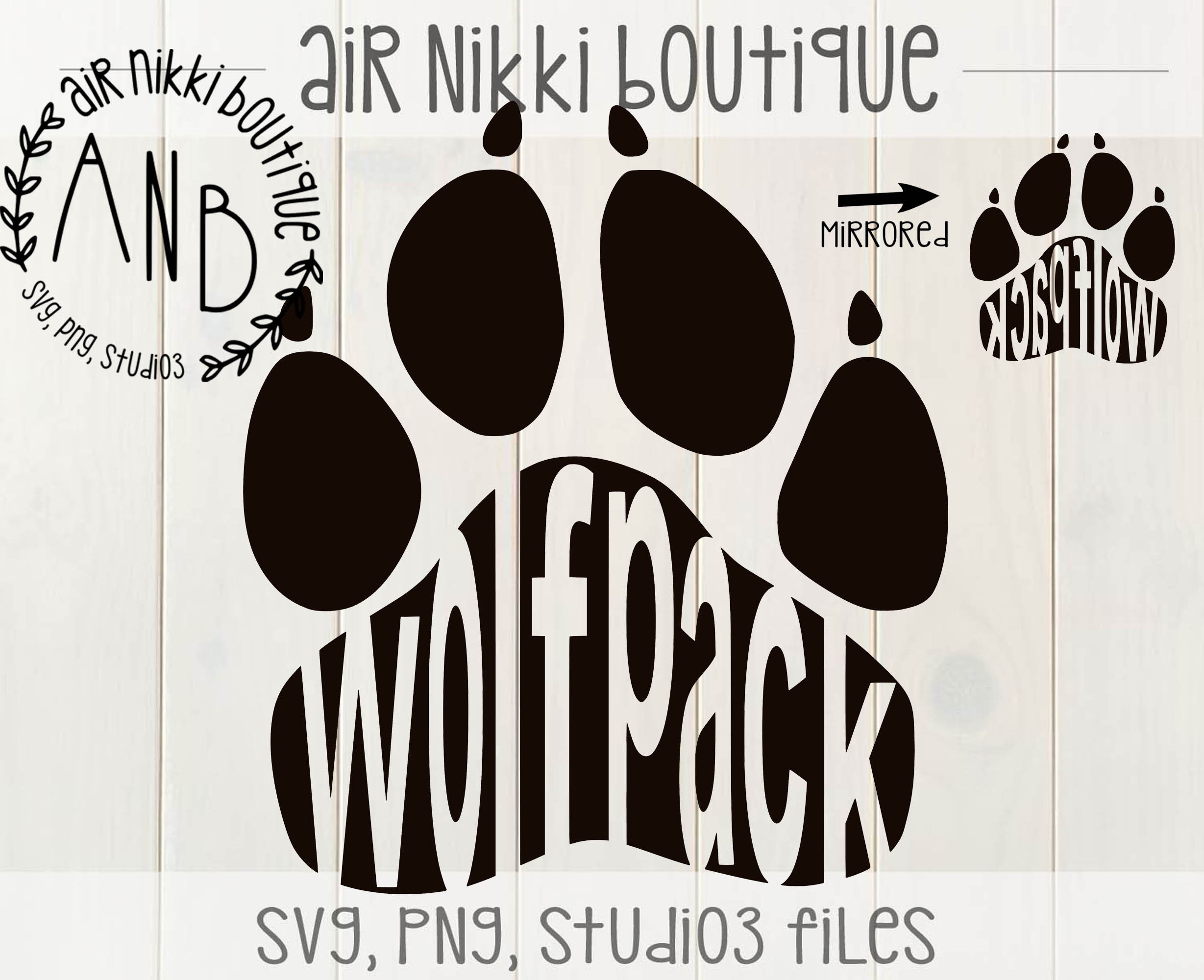 Wolfpack Paw Print SVG, PNG, DXF, Mirrored Png, Studio 3 Files
