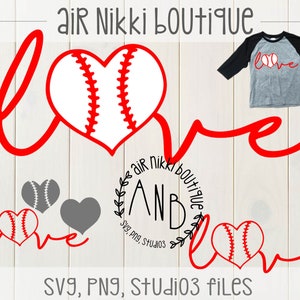 Baseball Love, baseball heart, sports SVG, PNG, studio3 files, instant download