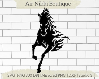 Pferd Flammen Silhouette SVG PNG DXF Gespiegelt Png Studio 3 Dateien sofortiger download Cricut Silhouette Cameo Htv Vinyl Plotterschnitt Datei Handwerk