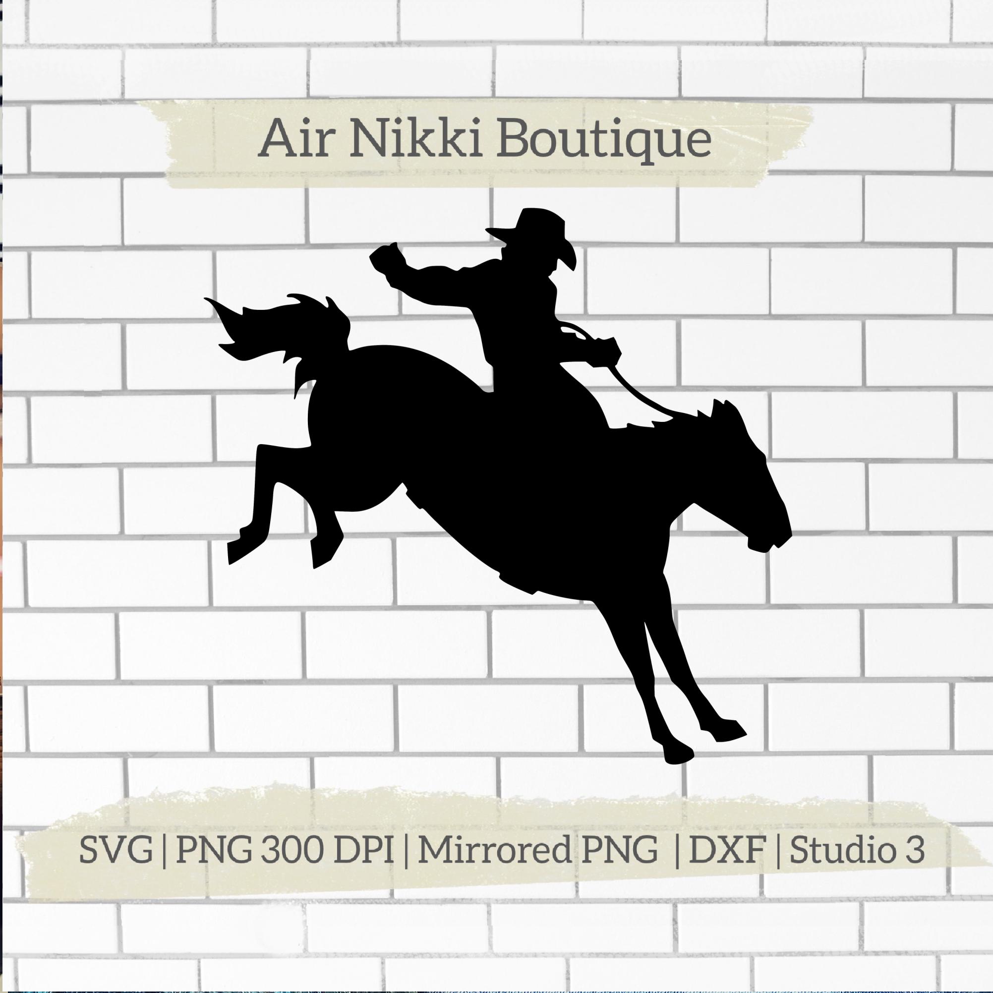 Cowboy Riding Horse Rodeo SVG PNG DXF Mirrored 300 Dpi Png Studio 3 ...