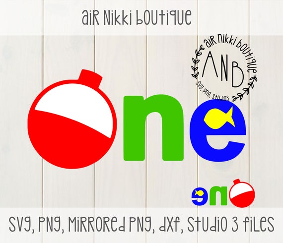 One With Bobber and Fish, Fishing Birthday, SVG, PNG, Mirrored Png