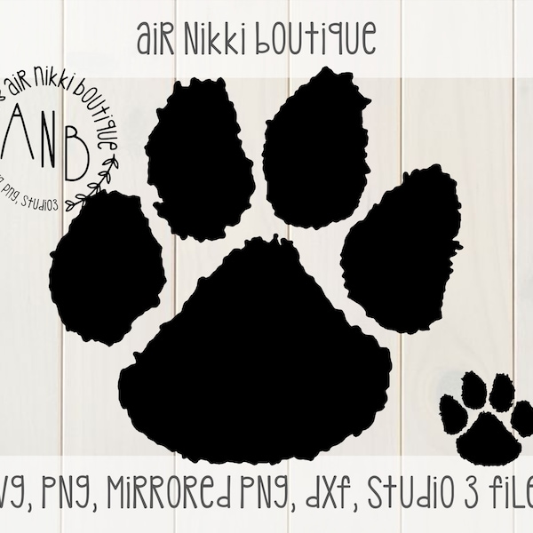 Paw Print SVG, PNG, DXF, Studio 3, mirrored png files, instant download