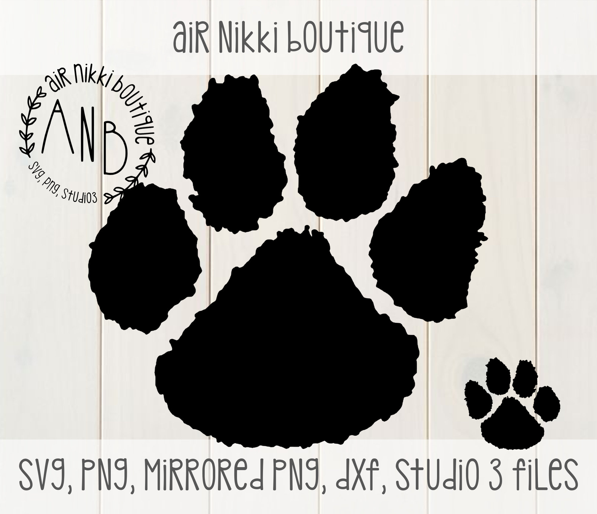 Paw Print SVG, PNG, DXF, Studio 3, Mirrored Png Files, Instant