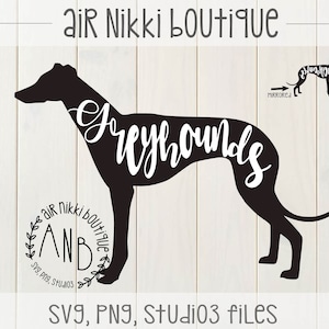 Levrieri, sagoma del levriero, SVG, PNG, DXF, png specchiato, file Studio 3, download immediato, file tagliato, cameo, cricut, cut n scan 2