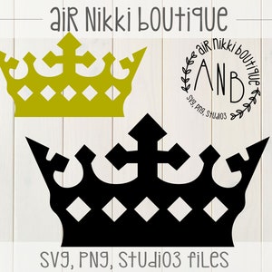 Crown, King, Queen, Princess, SVG, PNG, DXF, Studio3 files, instant download