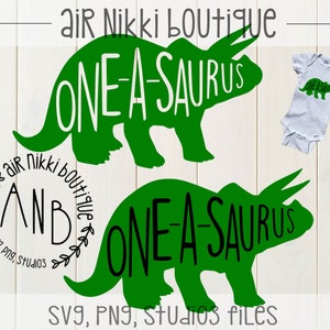 One-a-saurus, first birthday, one, Dinosaur, triceratops, SVG, PNG, Mirrored png studio3 files, instant download