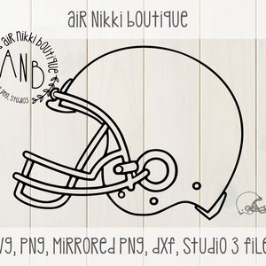 Football Helmet Outline SVG, PNG, Studio 3, Mirrored png, DXF files, instant download, design space, cut file, silhouette cameo, htv, vinyl
