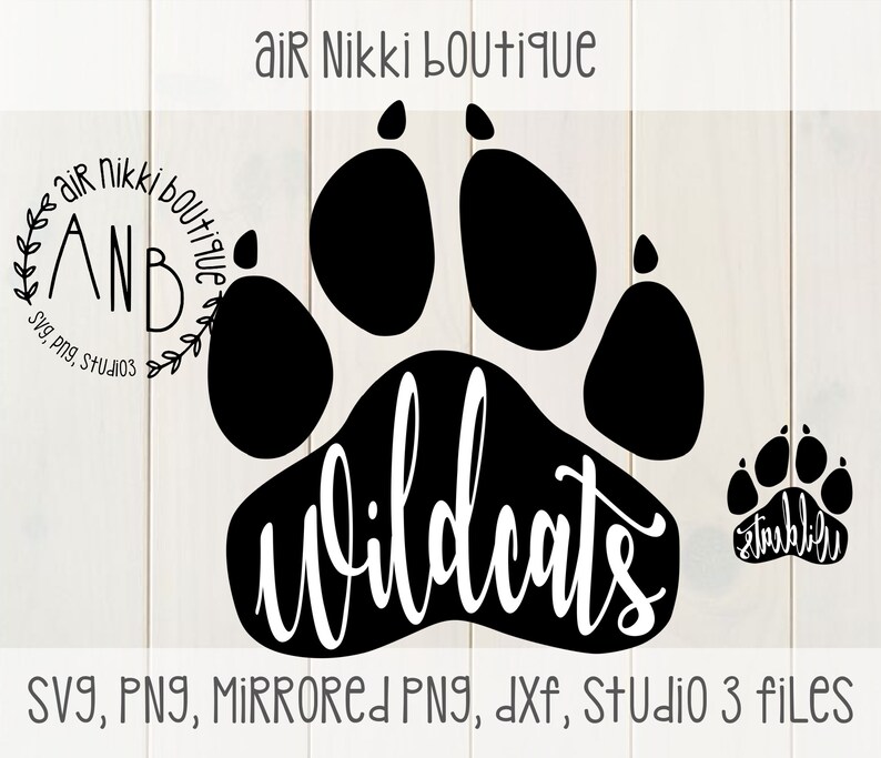 Wildcats in Paw Print SVG PNG Mirrored Png DXF Studio 3 | Etsy