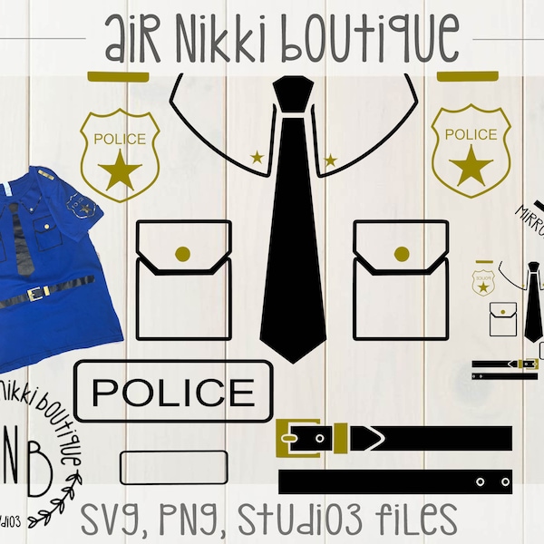 Police officer shirt, make your own, police birthday party shirt, dress up, SVG, PNG, Studio 3 files, mirrored png, DXF, instant download