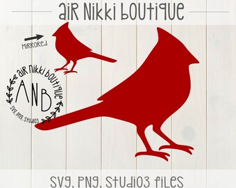 Cardinal SVG, PNG, DXF, mirrored png, studio 3 files, instant download