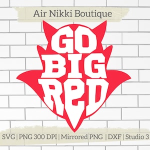 Go Big Red Red Devils SVG PNG DXF gespiegeld png Studio 3 bestanden instant download cricut silhouette cameo htv vinyl gesneden bestand plotter shirt idee
