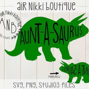 Tante-a-saurus, dinosaure, tricératops, SVG, PNG, studio3, fichiers PNG en miroir, téléchargement immédiat
