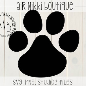 Paw Print SVG, PNG, DXF, Studio 3 files, instant download