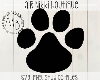 Paw Print SVG, PNG, DXF, Studio 3 files, instant download