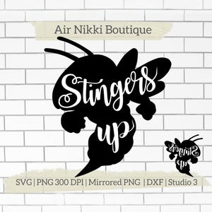 Stingers Up hornet bee SVG PNG DXF mirrored png studio 3 files instant download cut file sihouette cameo cricut design space plotter heat