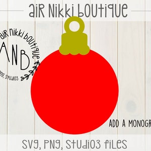 Christmas Ornament, SVG, PNG, DXF, Studio 3 files, instant download, Great for monogram