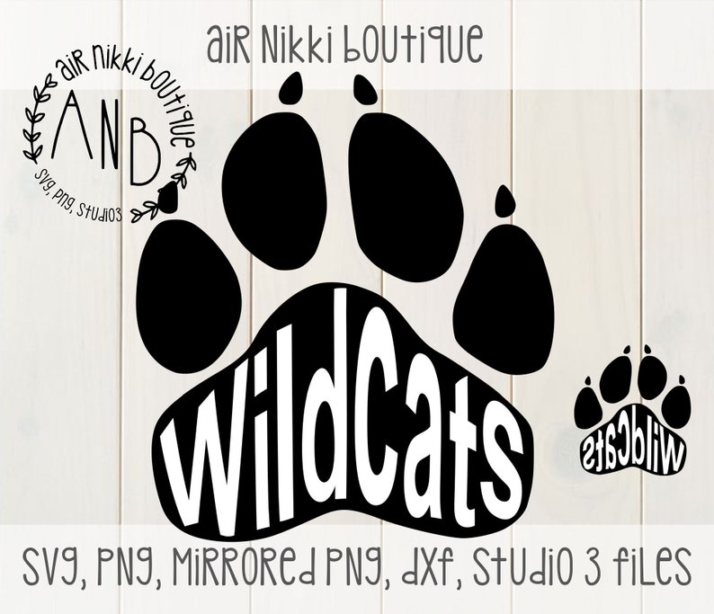 Wildcats Paw Print SVG PNG DXF Studio 3 Mirrored Png - Etsy