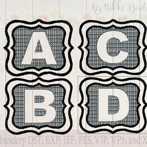 Pack 26 Letter Embossed Embroidery Set, 4x4 and 5x7, dst, exp, jef, pes, vip, vp3 and xxx, Instant download