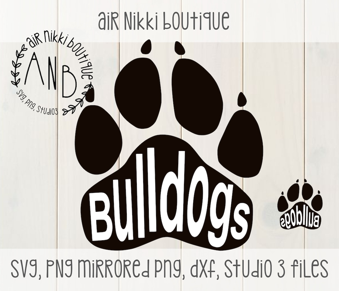 Bulldog Paw Print, SVG, PNG, DXF, Studio 3, Mirrored Png Files, Instant ...