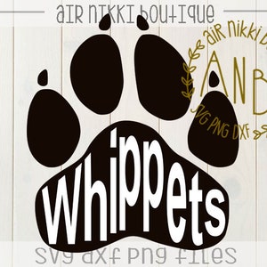 Whippets Paw Print SVG, PNG, DXF files, instant download