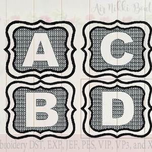 5x7, 26 Letter Embossed Embroidery Set. dst, exp, jef, pes, vip, vp3 and xxx, Instant download