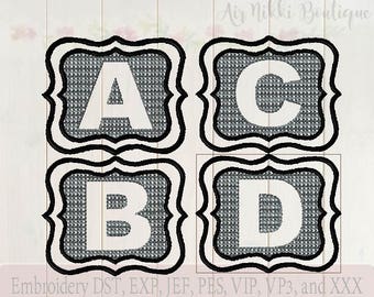 5x7, 26 Letter Embossed Embroidery Set. dst, exp, jef, pes, vip, vp3 and xxx, Instant download