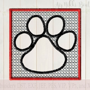 Embossed Paw 4X4, instant download, files dst, exp, jef, pes, vip, vp3, xxx, embroidery file