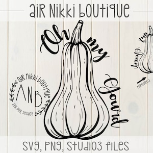 Oh my Gourd SVG, PNG, Mirrored png, studio 3 files, instant download, outline
