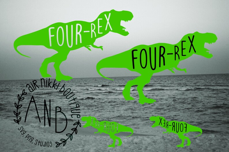 Download Four-Rex fourth birthday four Dinosaur T-rex SVG PNG | Etsy
