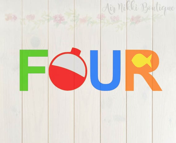 Download Four with Bobber and fish Fishing Birthday SVG PNG DXF | Etsy